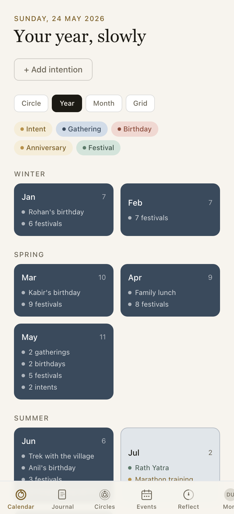 Year — every month at a glance.