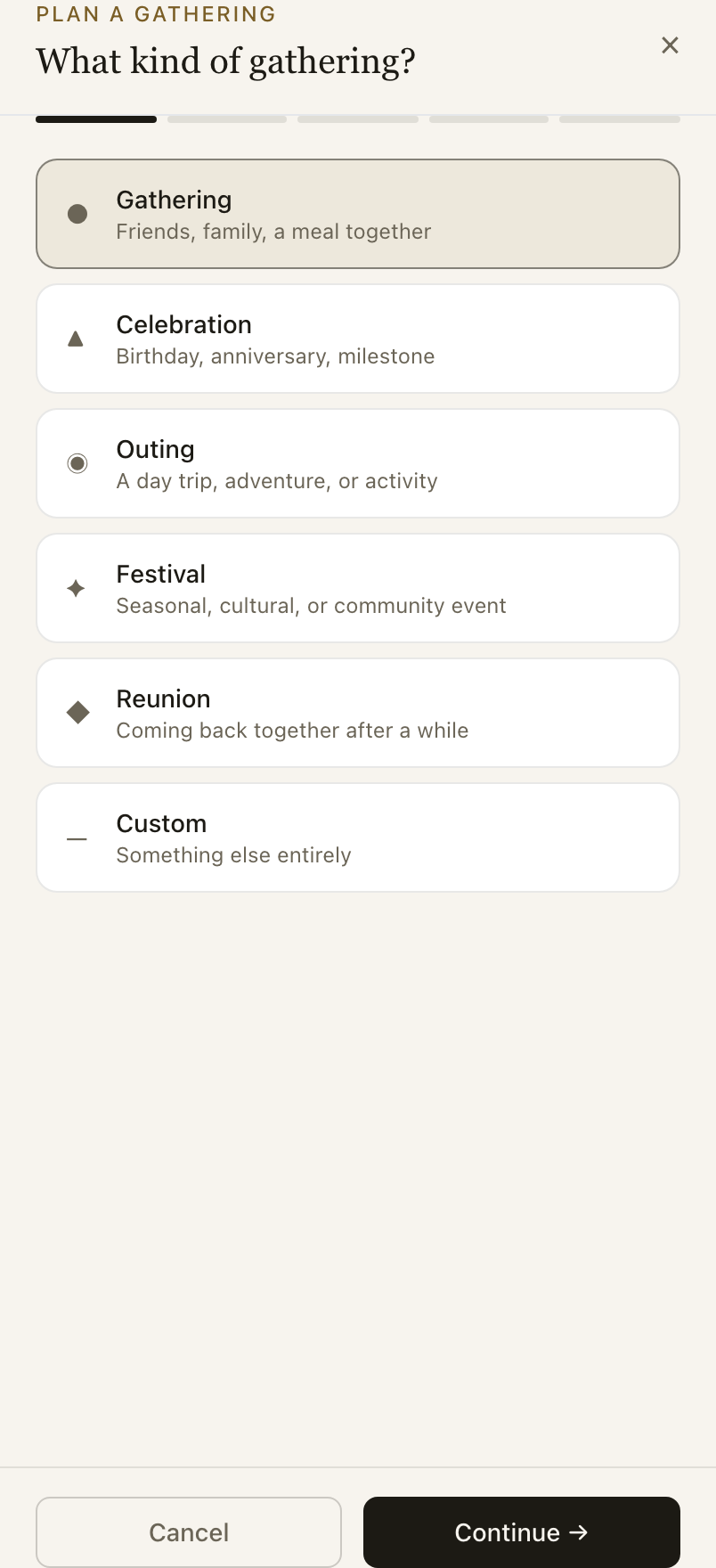 Planning a gathering — pin a date, or open a poll.