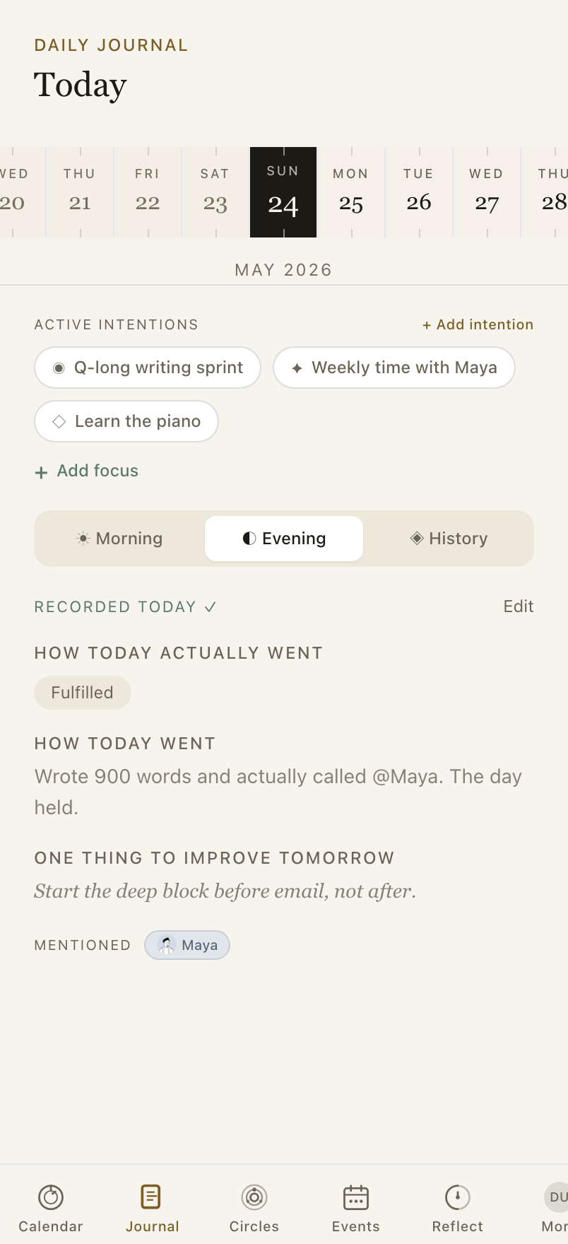 Evening — the honest review. Tag the people who shaped the day with @.